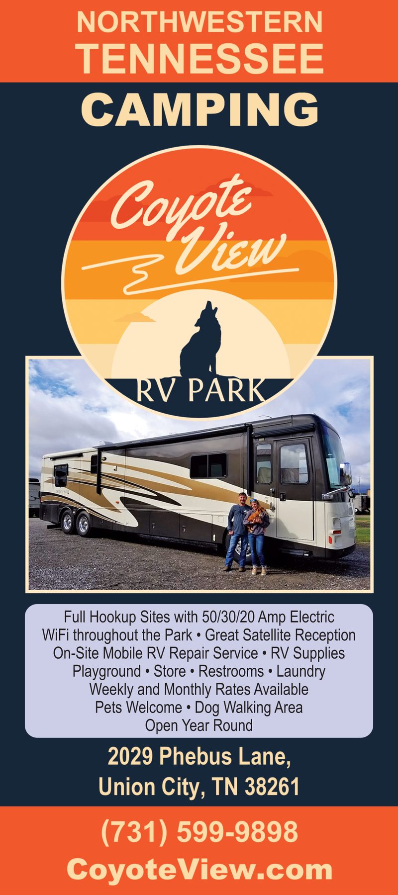 Coyote View RV Park rack card, 2021